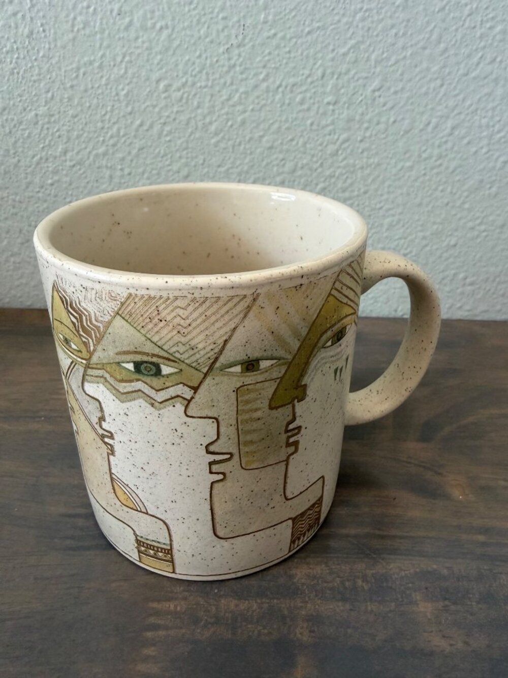 Vintage 1990 Laurel Burch Face Paintings Ceramic Coffee Mug Egyptian Style Signe
